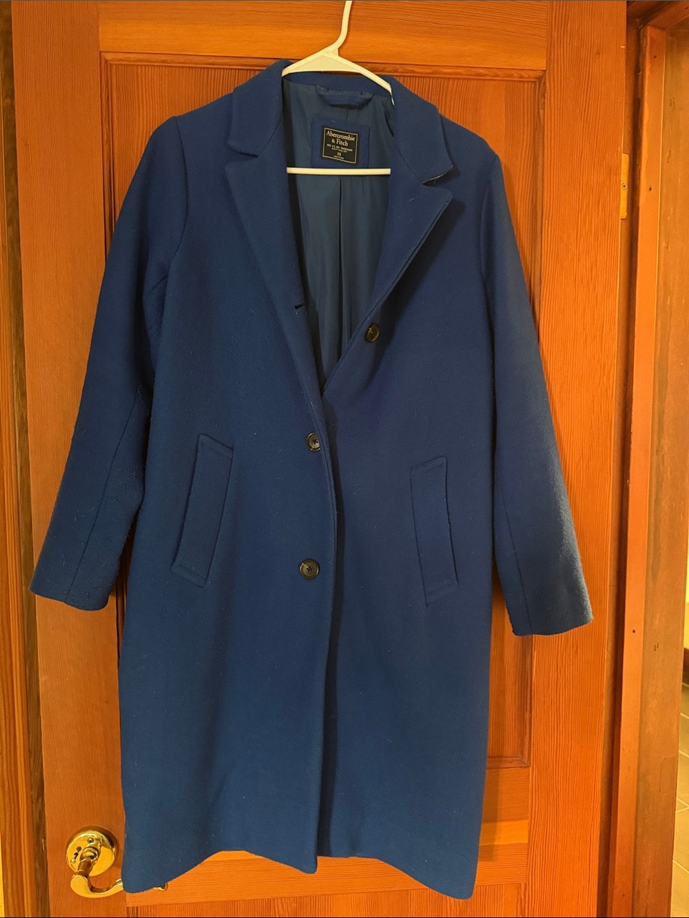 Abercrombie & Fitch Royal Blue Single-Breasted Wool Coat